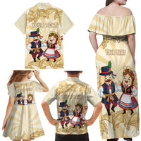 Personalised Pierogi Festival Poland Family Matching Off Shoulder Maxi Dress and Hawaiian Shirt Polska Dumpling Kocham - Wonder Print Shop