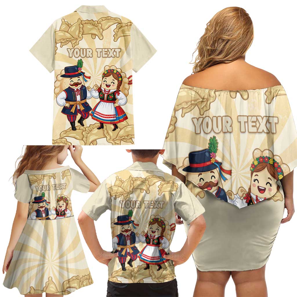 Personalised Pierogi Festival Poland Family Matching Off Shoulder Short Dress and Hawaiian Shirt Polska Dumpling Kocham - Wonder Print Shop