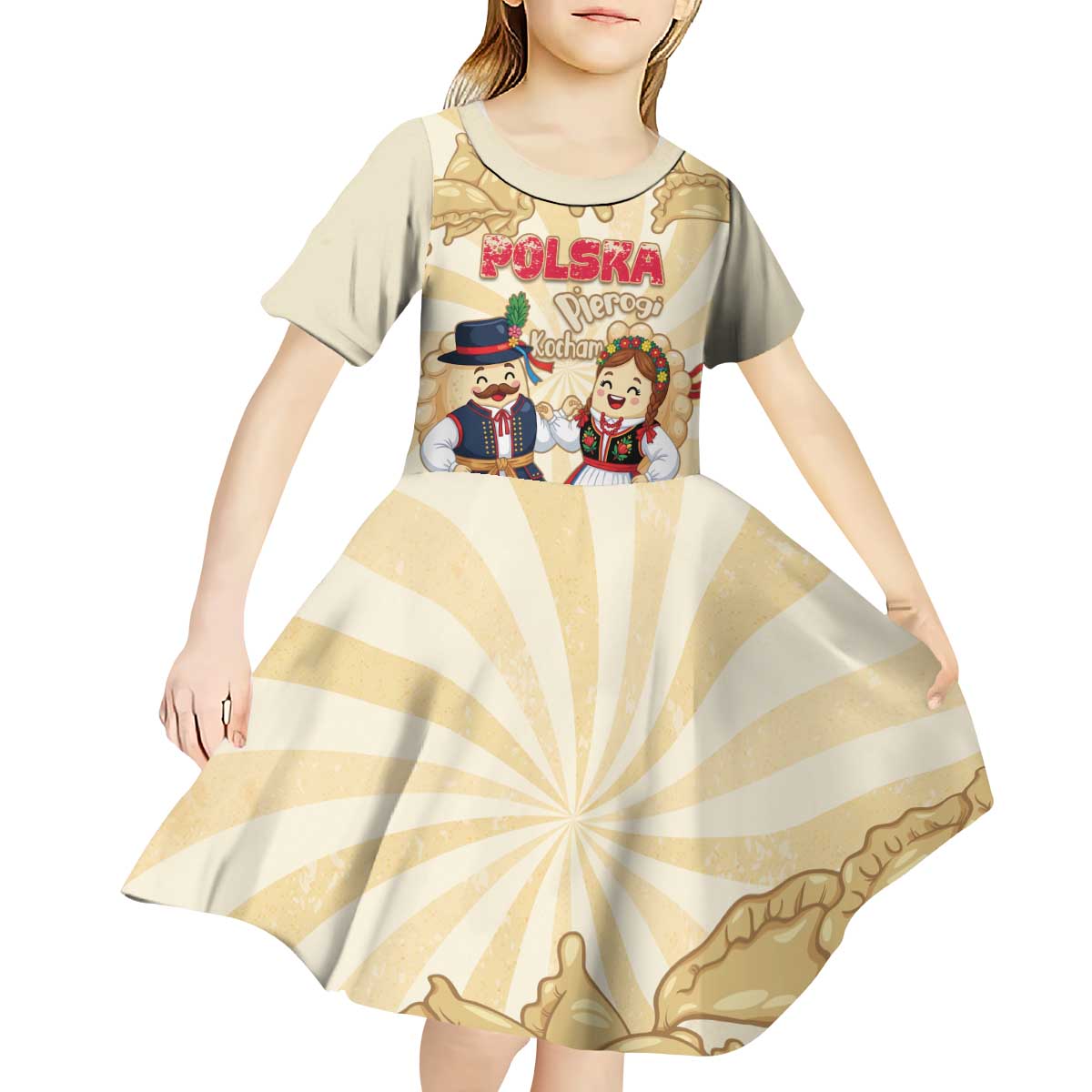 Personalised Pierogi Festival Poland Kid Short Sleeve Dress Polska Dumpling Kocham - Wonder Print Shop