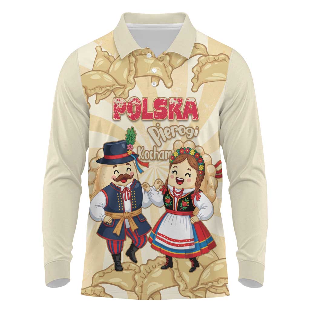Personalised Pierogi Festival Poland Long Sleeve Polo Shirt Polska Dumpling Kocham - Wonder Print Shop
