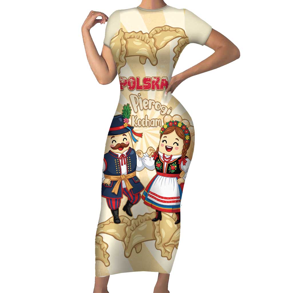 Personalised Pierogi Festival Poland Short Sleeve Bodycon Dress Polska Dumpling Kocham - Wonder Print Shop