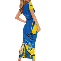 Ukraine Short Sleeve Bodycon Dress Happy Ukrainian 32nd Independence Anniversary - Wonder Print Shop