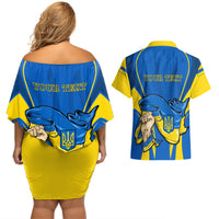 Custom Ukraine Couples Matching Off Shoulder Short Dress and Hawaiian Shirt Happy Ukrainian 32nd Independence Anniversary - Wonder Print Shop
