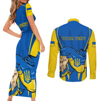 Custom Ukraine Couples Matching Short Sleeve Bodycon Dress and Long Sleeve Button Shirts Happy Ukrainian 32nd Independence Anniversary - Wonder Print Shop