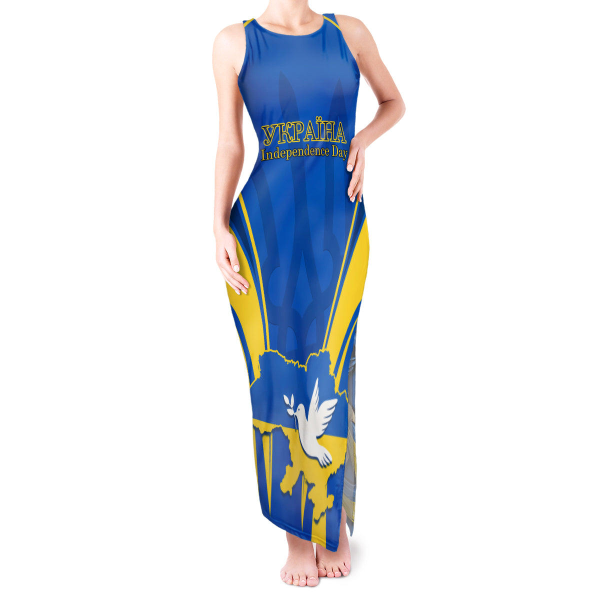 Custom Ukraine Tank Maxi Dress Happy Ukrainian 32nd Independence Anniversary - Wonder Print Shop