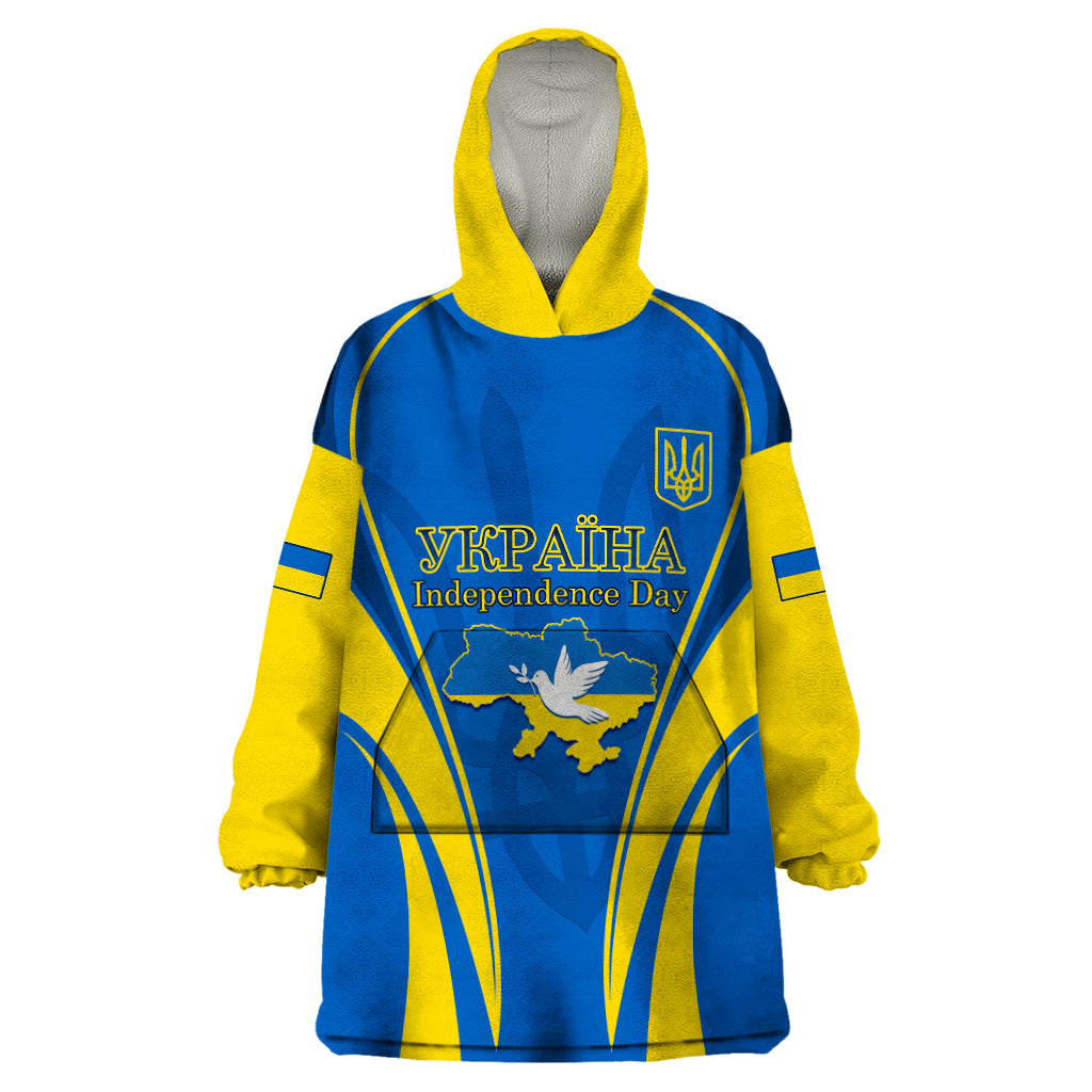 Custom Ukraine Wearable Blanket Hoodie Happy Ukrainian 32nd Independence Anniversary - Wonder Print Shop
