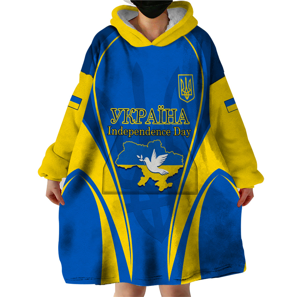Custom Ukraine Wearable Blanket Hoodie Happy Ukrainian 32nd Independence Anniversary - Wonder Print Shop