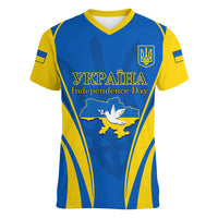 Custom Ukraine Women V Neck T Shirt Happy Ukrainian 32nd Independence Anniversary - Wonder Print Shop