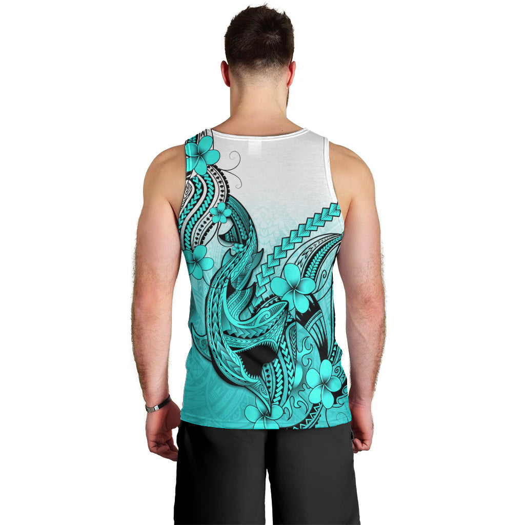 hawaii-men-tank-top-polynesian-shark-tattoo-with-plumeria-turquoise-gradient