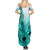 Hawaii Summer Maxi Dress Polynesian Shark Tattoo With Plumeria Turquoise Gradient - Wonder Print Shop