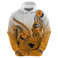 Hawaii Hoodie Polynesian Shark Tattoo With Plumeria Orange Gradient - Wonder Print Shop