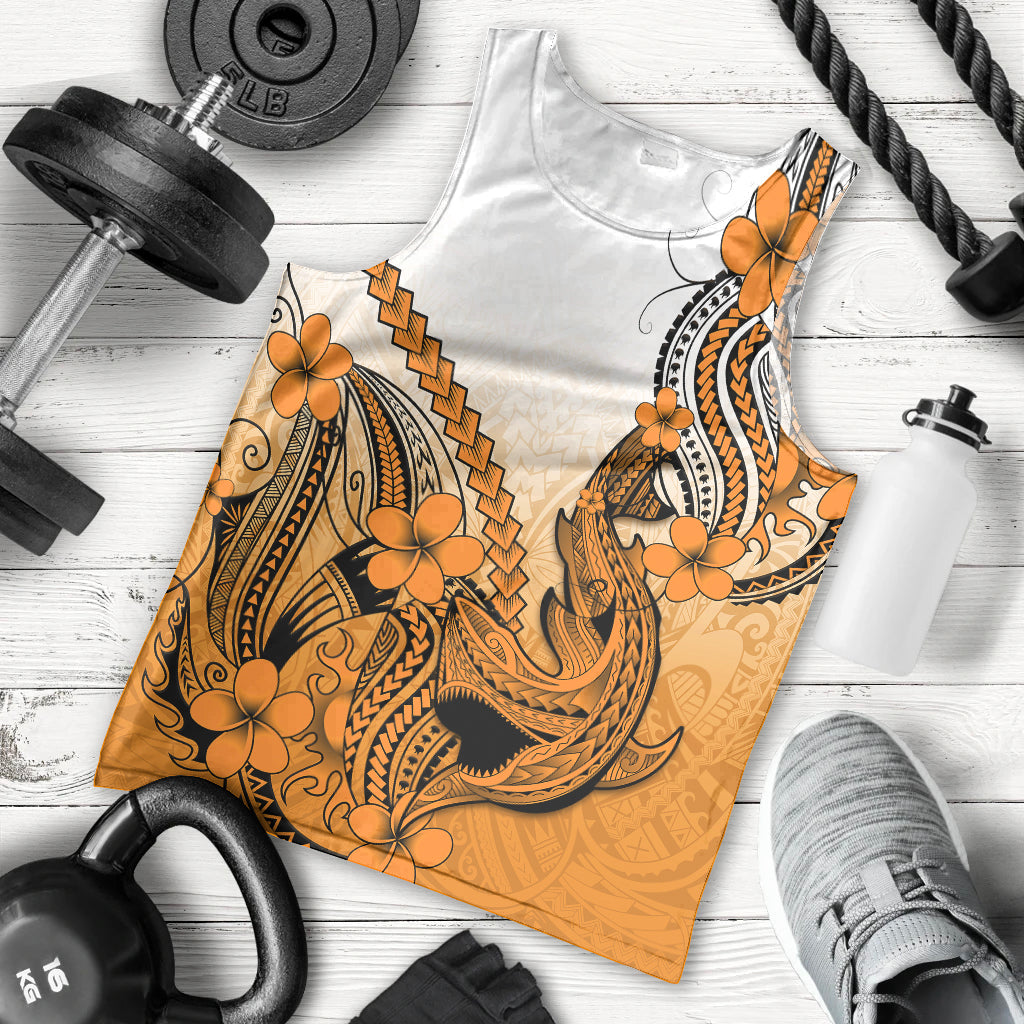 hawaii-men-tank-top-polynesian-shark-tattoo-with-plumeria-orange-gradient