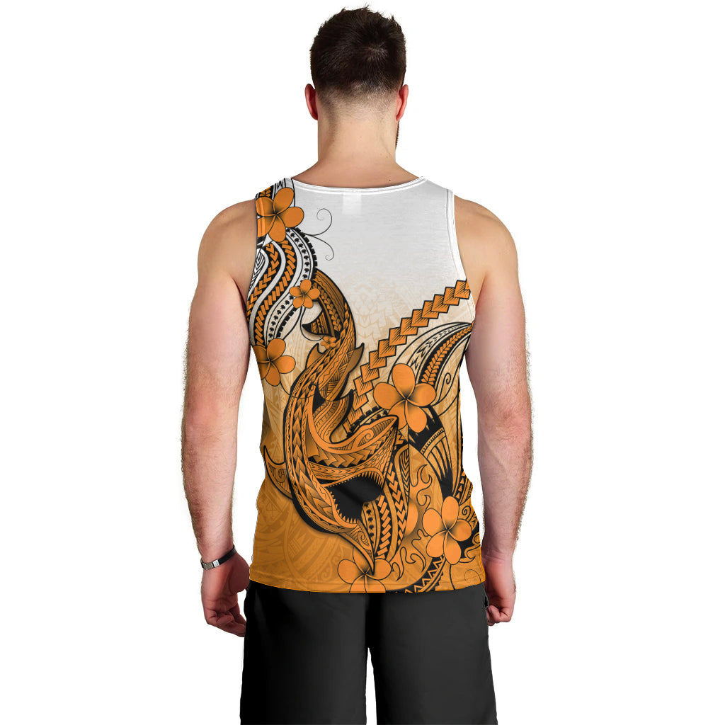 hawaii-men-tank-top-polynesian-shark-tattoo-with-plumeria-orange-gradient