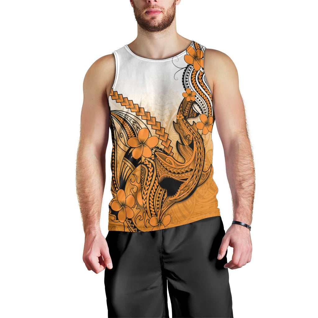 hawaii-men-tank-top-polynesian-shark-tattoo-with-plumeria-orange-gradient