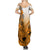 Hawaii Summer Maxi Dress Polynesian Shark Tattoo With Plumeria Orange Gradient - Wonder Print Shop