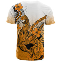 Hawaii T Shirt Polynesian Shark Tattoo With Plumeria Orange Gradient - Wonder Print Shop