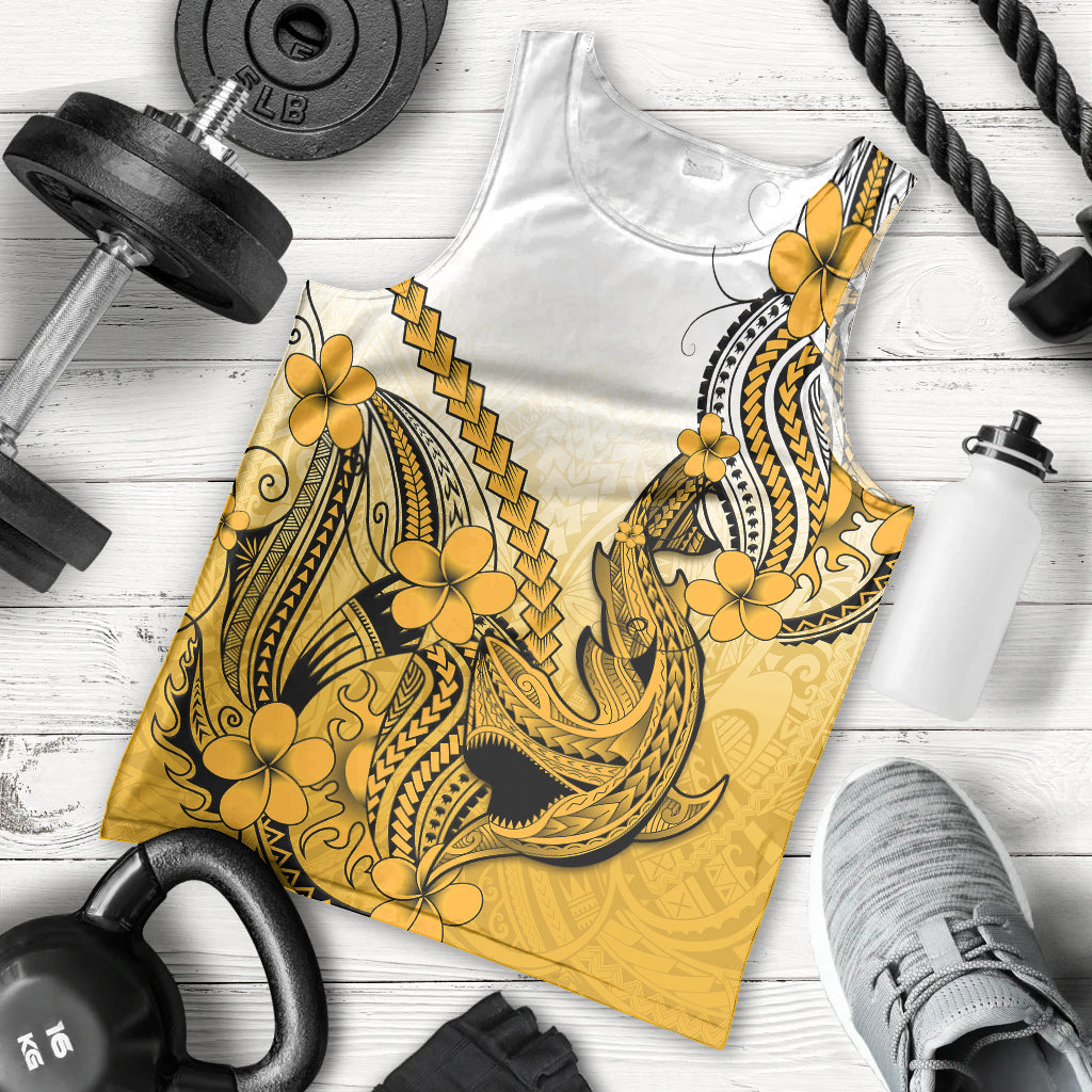 hawaii-men-tank-top-polynesian-shark-tattoo-with-plumeria-gold-gradient