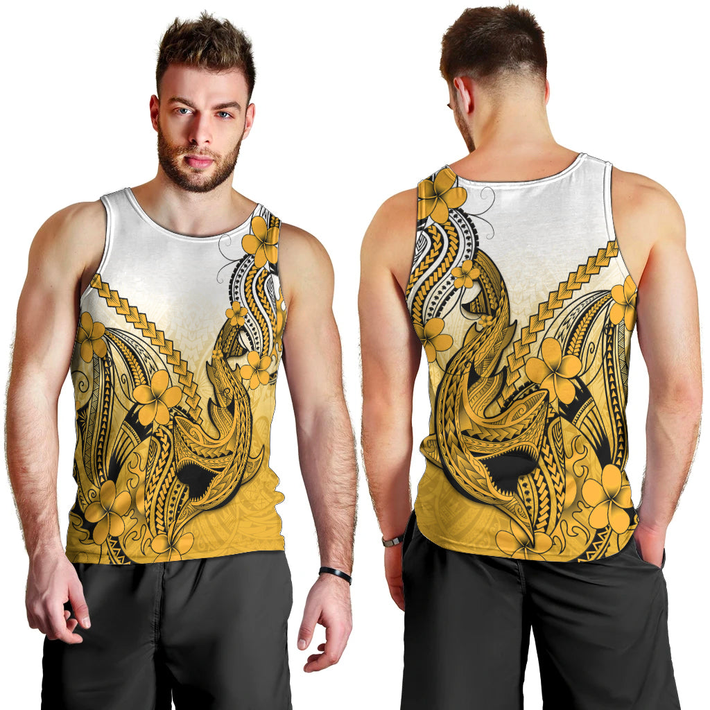 hawaii-men-tank-top-polynesian-shark-tattoo-with-plumeria-gold-gradient