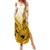 Hawaii Summer Maxi Dress Polynesian Shark Tattoo With Plumeria Gold Gradient - Wonder Print Shop