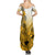 Hawaii Summer Maxi Dress Polynesian Shark Tattoo With Plumeria Gold Gradient - Wonder Print Shop