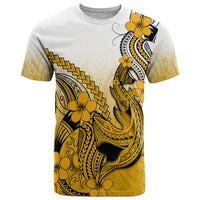 Hawaii T Shirt Polynesian Shark Tattoo With Plumeria Gold Gradient - Wonder Print Shop