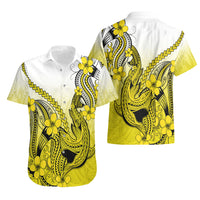 Hawaii Hawaiian Shirt Polynesian Shark Tattoo With Plumeria Yellow Gradient - Wonder Print Shop