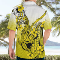 Hawaii Hawaiian Shirt Polynesian Shark Tattoo With Plumeria Yellow Gradient - Wonder Print Shop