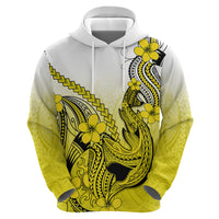 Hawaii Hoodie Polynesian Shark Tattoo With Plumeria Yellow Gradient - Wonder Print Shop