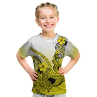 Hawaii Kid T Shirt Polynesian Shark Tattoo With Plumeria Yellow Gradient - Wonder Print Shop