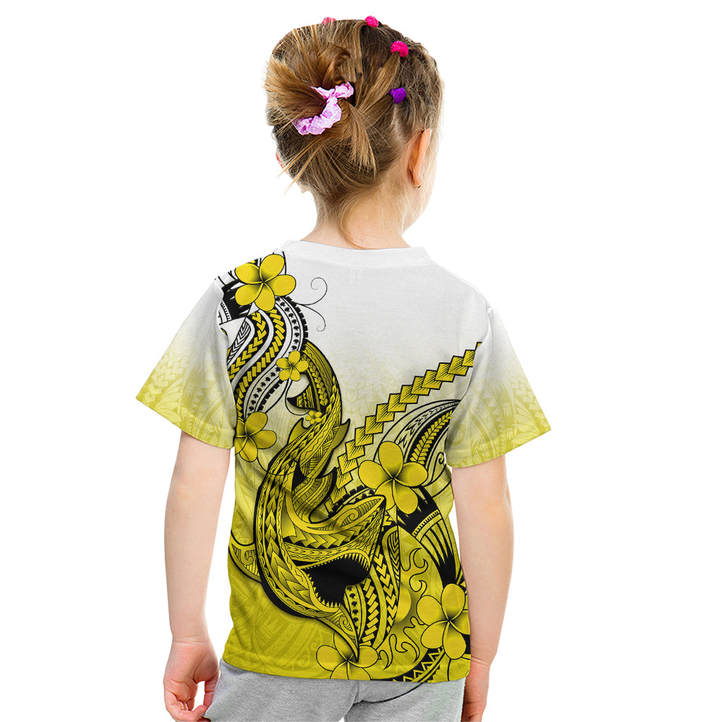 Hawaii Kid T Shirt Polynesian Shark Tattoo With Plumeria Yellow Gradient - Wonder Print Shop