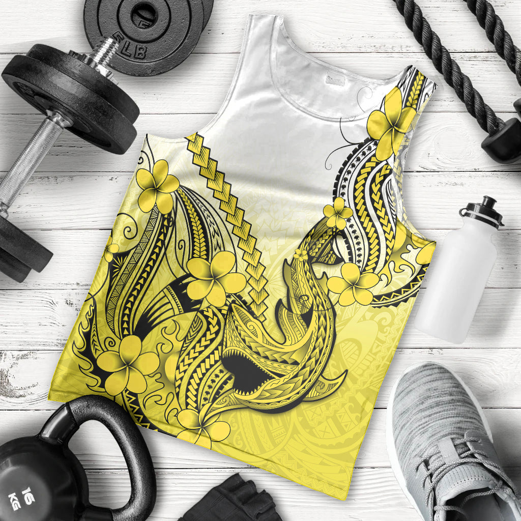 hawaii-men-tank-top-polynesian-shark-tattoo-with-plumeria-yellow-gradient