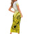 Hawaii Short Sleeve Bodycon Dress Polynesian Shark Tattoo With Plumeria Yellow Gradient - Wonder Print Shop