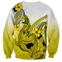 Hawaii Sweatshirt Polynesian Shark Tattoo With Plumeria Yellow Gradient - Wonder Print Shop