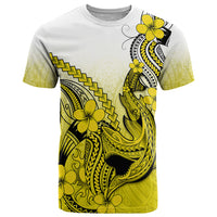 Hawaii T Shirt Polynesian Shark Tattoo With Plumeria Yellow Gradient - Wonder Print Shop
