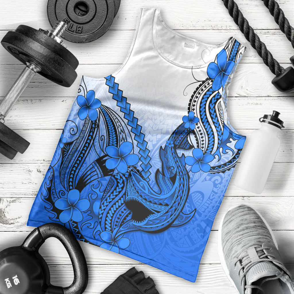 hawaii-men-tank-top-polynesian-shark-tattoo-with-plumeria-blue-gradient