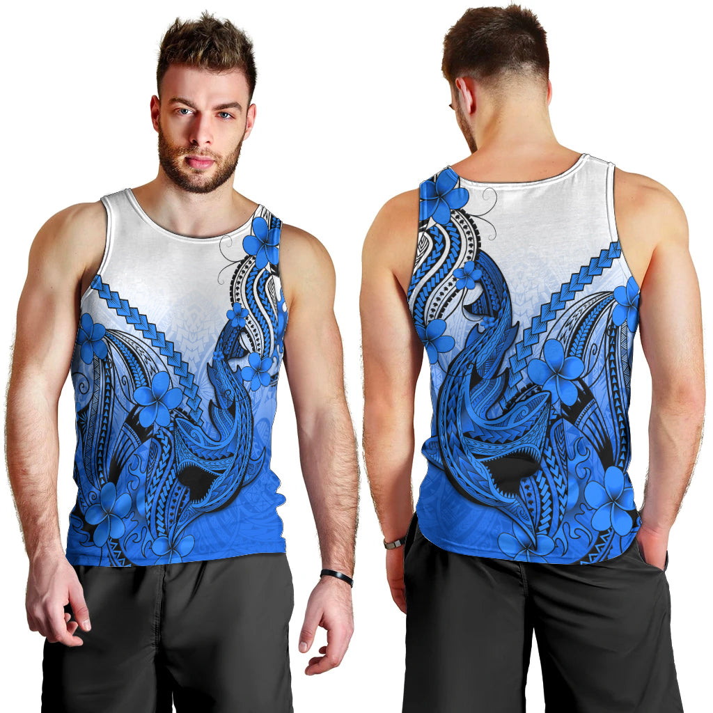 hawaii-men-tank-top-polynesian-shark-tattoo-with-plumeria-blue-gradient