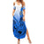 Hawaii Summer Maxi Dress Polynesian Shark Tattoo With Plumeria Blue Gradient - Wonder Print Shop