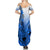 Hawaii Summer Maxi Dress Polynesian Shark Tattoo With Plumeria Blue Gradient - Wonder Print Shop