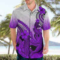 Hawaii Hawaiian Shirt Polynesian Shark Tattoo With Plumeria Purple Gradient - Wonder Print Shop