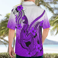 Hawaii Hawaiian Shirt Polynesian Shark Tattoo With Plumeria Purple Gradient - Wonder Print Shop