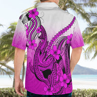 Hawaii Hawaiian Shirt Polynesian Shark Tattoo With Plumeria Pink Gradient - Wonder Print Shop