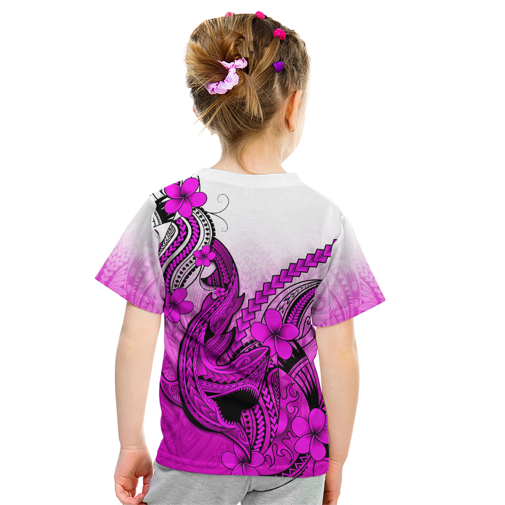 Hawaii Kid T Shirt Polynesian Shark Tattoo With Plumeria Pink Gradient - Wonder Print Shop