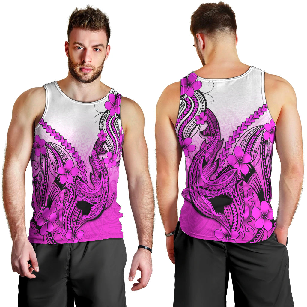 hawaii-men-tank-top-polynesian-shark-tattoo-with-plumeria-pink-gradient