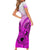 Hawaii Short Sleeve Bodycon Dress Polynesian Shark Tattoo With Plumeria Pink Gradient - Wonder Print Shop