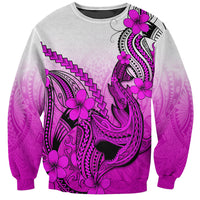Hawaii Sweatshirt Polynesian Shark Tattoo With Plumeria Pink Gradient - Wonder Print Shop