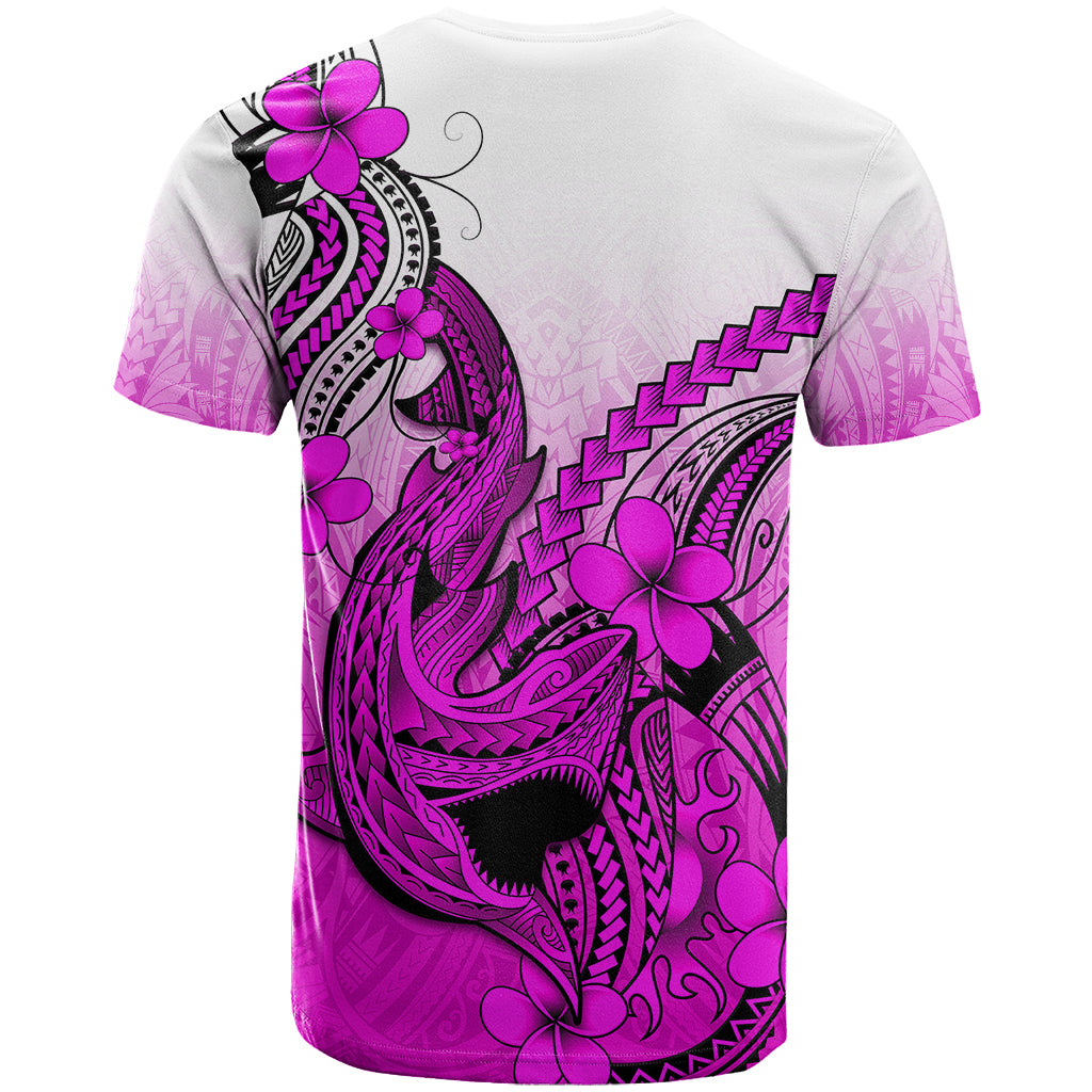 Hawaii T Shirt Polynesian Shark Tattoo With Plumeria Pink Gradient - Wonder Print Shop