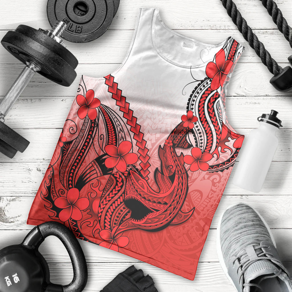 hawaii-men-tank-top-polynesian-shark-tattoo-with-plumeria-red-gradient