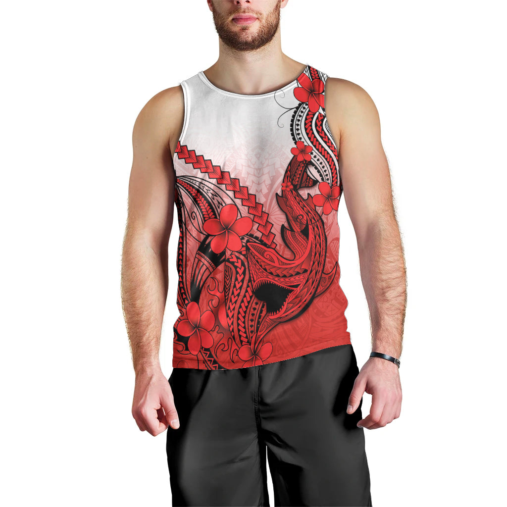hawaii-men-tank-top-polynesian-shark-tattoo-with-plumeria-red-gradient