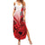 Hawaii Summer Maxi Dress Polynesian Shark Tattoo With Plumeria Red Gradient - Wonder Print Shop