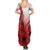 Hawaii Summer Maxi Dress Polynesian Shark Tattoo With Plumeria Red Gradient - Wonder Print Shop